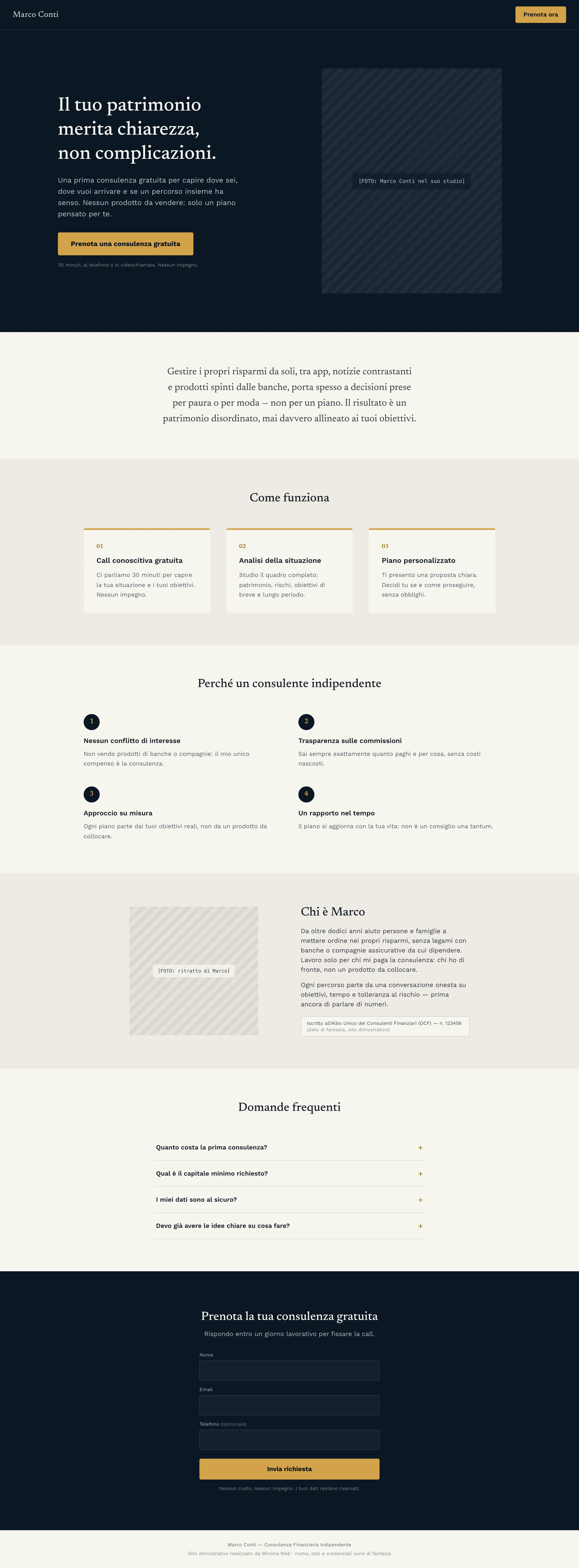 Screenshot del demo Landing Page